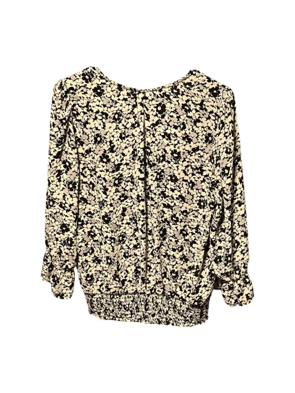 Philosophy Women’s Large Monochrome Floral Smock Waist Blouse Boho Cottagecore - Picture 3 of 7
